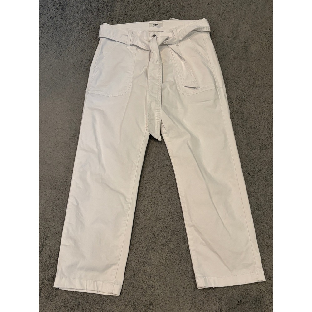 Kensie Jeans Womens White Wide Leg Crop Pants Tie Waist Size 4/27